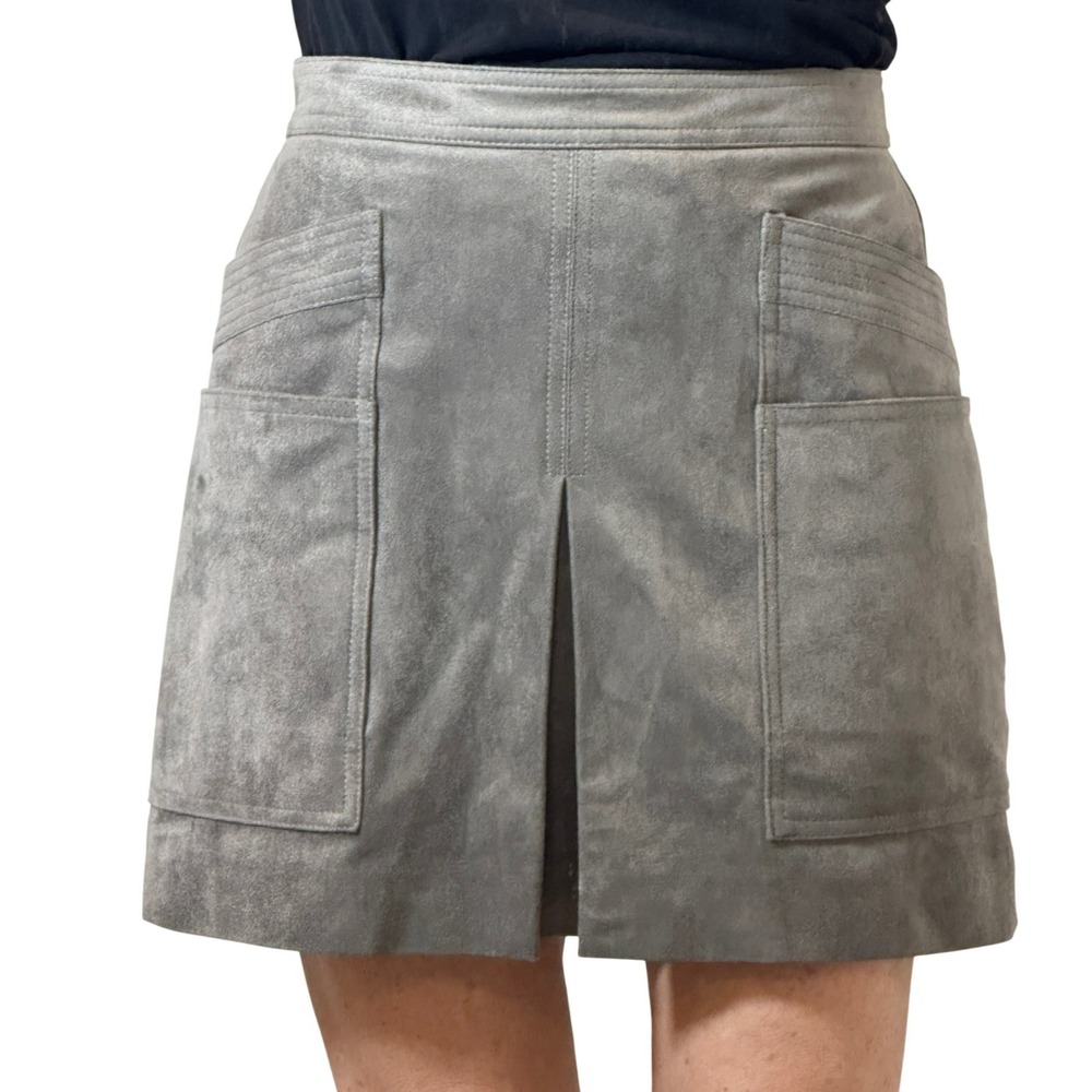 NWT BCBG Maxazria city vibe faux suede Smoked Grey XXS Skirt